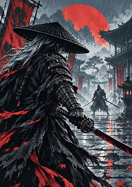 Samurai Duel in the Rain