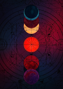 Celestial Lunar Phases Astronomical Chart