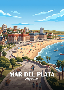 Mar del Plata Argentina Travel Poster