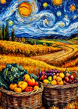 Harvest Night Landscape Post