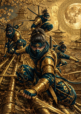 Golden Ninja Warriors on Rooftops