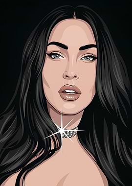 Megan Fox Digital Portrait Illustration