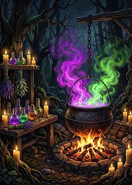 Witch's Cauldron in Enchanted Forest
