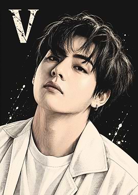 V from BTS Portrait Illustration