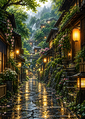 Enchanted Japanese Village Waterfall Path