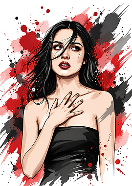 Portrait of a Woman with Red Splatter