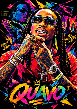 Quavo Migos Vibrant Pop Art Poster