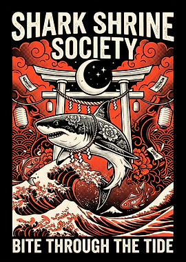 Shark Shrine Society Japanese Art Poster
