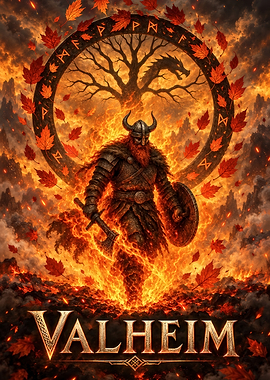 Valheim Viking Warrior in Fire