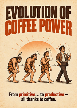Evolution of Coffee Power Poster