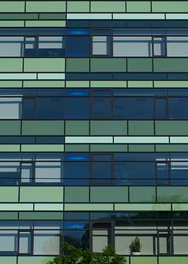 Modern Green Glass Office Building Facade