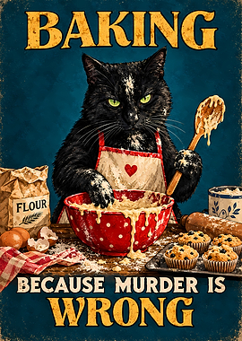 Baking Because Murder Is Wrong Cat Poster