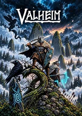 Valheim Viking Warriors Fantasy Poster