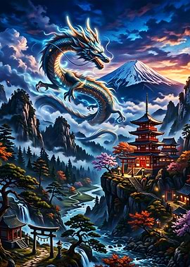 Celestial Dragon Over Mount Fuji