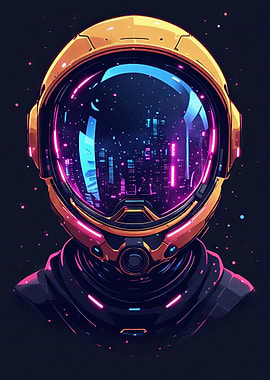 Neon Cyberpunk Astronaut - Futuristic Space Guardian