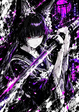 Anime Girl Samurai with Katana