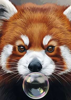 Red Panda Blowing a Bubble