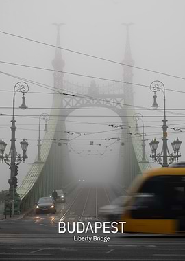 Foggy Liberty Bridge in Budapest