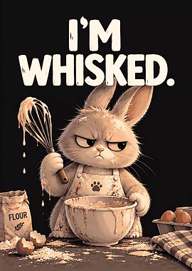 Grumpy Baking Bunny Poster