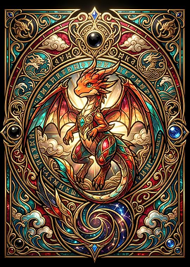 Stained Glass Style Baby Dragon