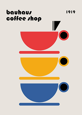 Bauhaus Coffee Shop Minimalist Poster