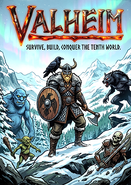 Valheim Viking Survival Game Poster