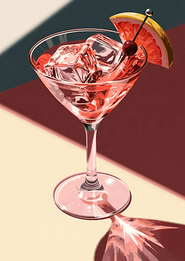 Pink Cocktail with Grapefruit Garnish