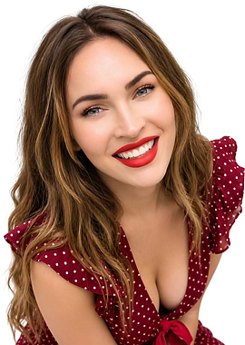 Megan Fox Portrait in Polka Dot Dress