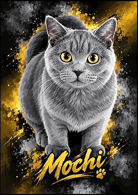 Mochi the Gray Cat Portrait