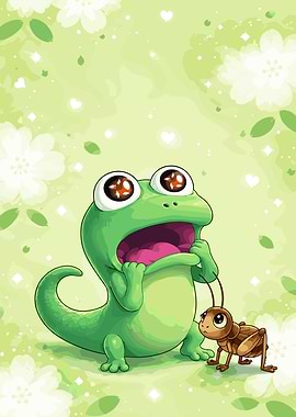 Cute Frog and Cricket Illustration