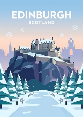 Edinburgh Castle Winter Travel Poster