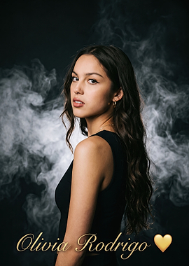 Olivia Rodrigo Portrait with Smoke Background