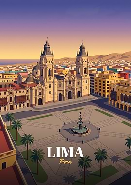 Lima Peru Travel Poster Illustration