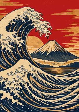 Great Wave and Mount Fuji Art