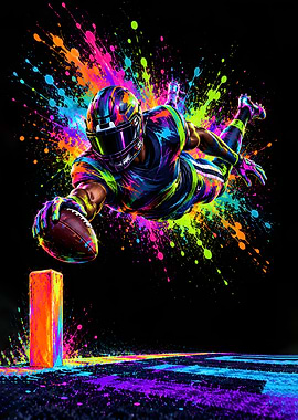 Neon Football Touchdown Dive