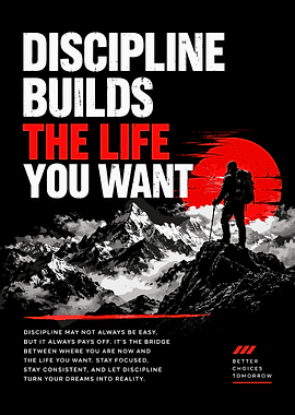 Discipline Mountain Motivation Wall Art