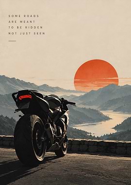 Motorcycle Sunset Inspirational Poster