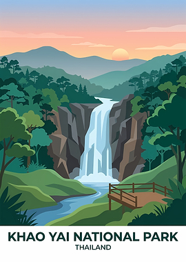 Khao Yai National Park Travel Poster