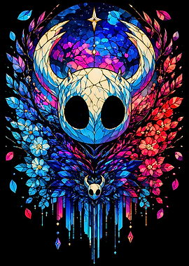 Hollow Knight Stained Glass Floral Art