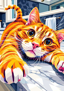 Vibrant Orange Tabby Cat Illustration