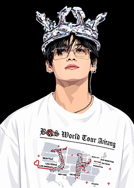 Digital Illustration of Jungkook with Crown