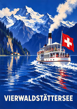 Vintage Travel Poster of Vierwaldstättersee