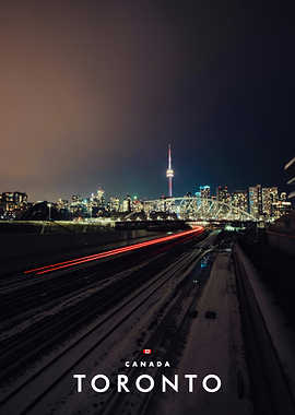 Toronto Skyline Night View Poster