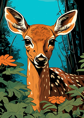Fawn in a Vibrant Forest