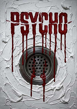 Psycho Shower Drain Oil Painting