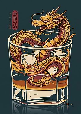 Golden Dragon in Whiskey Glass
