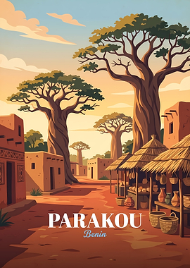 Vintage Travel Poster of Parakou, Benin