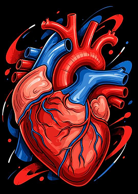 Stylized Anatomical Human Heart Illustration