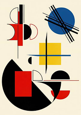 Bauhaus Style Geometric Abstract Composition