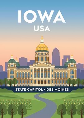 Iowa State Capitol Travel Poster